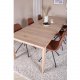 VENTURE DESIGN Slider spisebordsett, m. 6 stoler - hvitkalket eikefiner/eik og brunt PU/svart metall