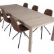 VENTURE DESIGN Slider spisebordsett, m. 6 stoler - hvitkalket eikefiner/eik og brunt PU/svart metall