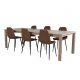 VENTURE DESIGN Slider spisebordsett, m. 6 stoler - hvitkalket eikefiner/eik og brunt PU/svart metall