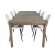 VENTURE DESIGN Slider spisebordsett, m. 6 stoler - rkt eikefiner/eik og beige stoff/svart metall