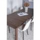 VENTURE DESIGN Slider spisebordsett, m. 6 stoler - rkt eikefiner/eik og beige stoff/svart metall