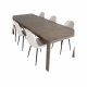 VENTURE DESIGN Slider spisebordsett, m. 6 stoler - rkt eikefiner/eik og beige stoff/svart metall