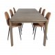 VENTURE DESIGN Slider spisebordsett, m. 6 stoler - rkt eikefiner/eik og brunt PU/sort metall