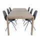 VENTURE DESIGN Slider spisebordsett, m. 6 stoler - rkt eikefiner/eik og sort PU/svart metall