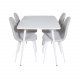 VENTURE DESIGN Polar spisebordsett, m. 4 stoler - hvit MDF/hvit metall og lys gr polyester/hvit metall