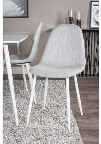 VENTURE DESIGN Polar spisebordsett, m. 4 stoler - hvit MDF/hvit metall og lys gr polyester/hvit metall