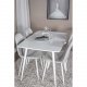 VENTURE DESIGN Polar spisebordsett, m. 4 stoler - hvit MDF/hvit metall og lys gr polyester/hvit metall