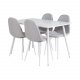 VENTURE DESIGN Polar spisebordsett, m. 4 stoler - hvit MDF/hvit metall og lys gr polyester/hvit metall