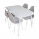 VENTURE DESIGN Polar spisebordsett, m. 4 stoler - hvit MDF/hvit metall og lys gr polyester/hvit metall