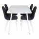 VENTURE DESIGN Polar spisebordsett, m. 4 stoler - hvit MDF/hvit metall og sort polyester/hvit metall