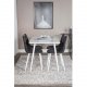 VENTURE DESIGN Polar spisebordsett, m. 4 stoler - hvit MDF/hvit metall og sort polyester/hvit metall