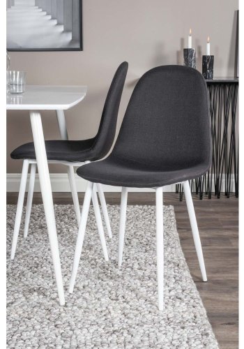 VENTURE DESIGN Polar spisebordsett, m. 4 stoler - hvit MDF/hvit metall og sort polyester/hvit metall