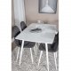 VENTURE DESIGN Polar spisebordsett, m. 4 stoler - hvit MDF/hvit metall og sort polyester/hvit metall