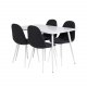 VENTURE DESIGN Polar spisebordsett, m. 4 stoler - hvit MDF/hvit metall og sort polyester/hvit metall