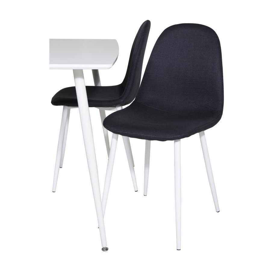 VENTURE DESIGN Polar spisebordsett, m. 4 stoler - hvit MDF/hvit metall og sort polyester/hvit metall