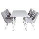 VENTURE DESIGN Polar spisebordsett, m. 6 stoler - hvit MDF/hvit metall, lys gr stoff/hvit metall