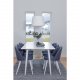 VENTURE DESIGN Polar spisebordsett, m. 6 stoler - hvit MDF/hvit metall, bltt stoff/hvit metall