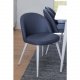 VENTURE DESIGN Polar spisebordsett, m. 6 stoler - hvit MDF/hvit metall, bltt stoff/hvit metall