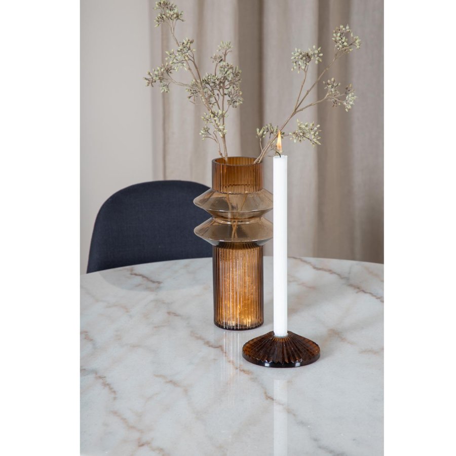 VENTURE DESIGN Estelle Esstisch-Set, mit 4 St&uuml;hlen &ndash; wei&szlig;er Marmor/schwarzes Metall und schwarzer Stoff/schwarzes Metall