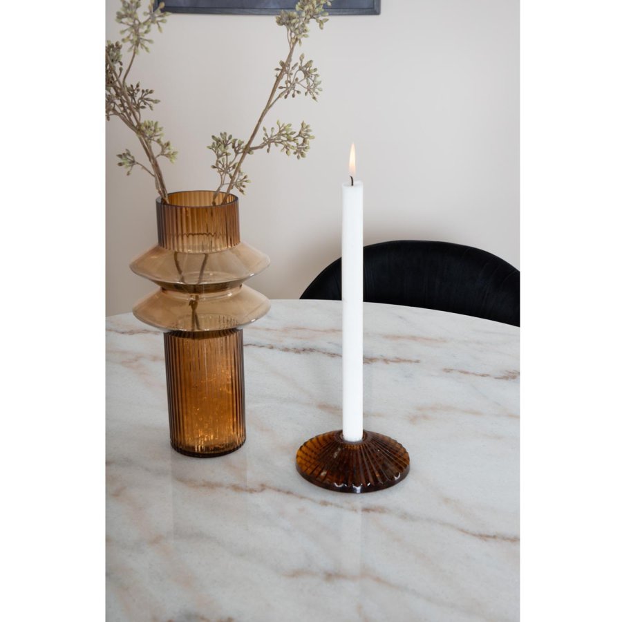 VENTURE DESIGN Estelle Esstisch-Set, mit 4 St&uuml;hlen &ndash; wei&szlig;er Marmor/schwarzes Metall und schwarzer Stoff/schwarzes Metall