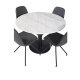 VENTURE DESIGN Estelle Esstisch-Set, mit 4 St&uuml;hlen &ndash; wei&szlig;er Marmor/schwarzes Metall und schwarzes PU/schwarzes Metall