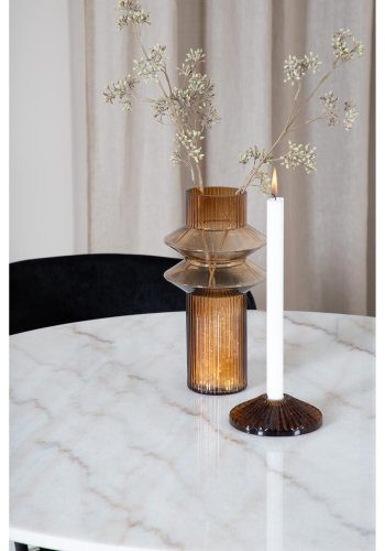 VENTURE DESIGN Estelle Esstisch-Set, mit 4 St&uuml;hlen &ndash; wei&szlig;er Marmor/schwarzes Metall und schwarzer Samt/schwarzes Metall