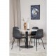 VENTURE DESIGN Estelle spisebordsett, m. 4 stoler - hvit marmor/svart metall og sort plast/svart metall