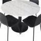 VENTURE DESIGN Estelle spisebordsett, m. 4 stoler - hvit marmor/svart metall og sort plast/svart metall
