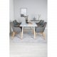 VENTURE DESIGN Polar spisebordsett, m. 6 stoler - hvit MDF/hvit metall, grtt stoff/valntt folie metall