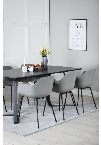 VENTURE DESIGN Marina spisebordsst, m. 6 stole - sort finer/sort metal og gr plastik/sort metal
