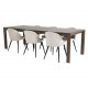 VENTURE DESIGN Slider spisebordsett, m. 6 stoler - rkt eikefiner/eik og beige flyel/svart metall