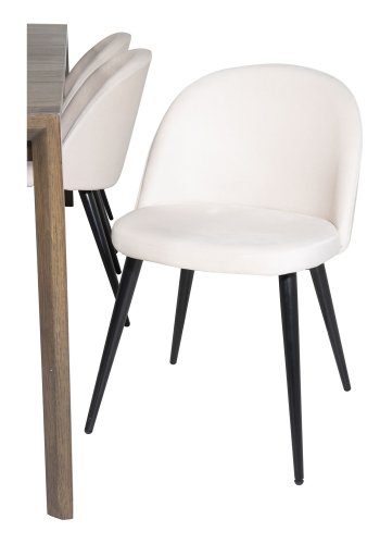 VENTURE DESIGN Slider spisebordsett, m. 6 stoler - rkt eikefiner/eik og beige flyel/svart metall