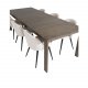 VENTURE DESIGN Slider spisebordsett, m. 6 stoler - rkt eikefiner/eik og beige flyel/svart metall