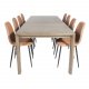 VENTURE DESIGN Slider spisebordsett, m. 6 stoler - rkt eikefiner/eik og brunt PU/sort metall