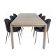 VENTURE DESIGN Slider spisebordsett, m. 6 stoler - rkt eikefiner/eik og sort flyel/svart metall
