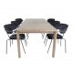 VENTURE DESIGN Slider spisebordsett, m. 6 stoler - rkt eikefiner/eik og sort flyel/svart metall