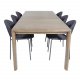 VENTURE DESIGN Slider spisebordsett, m. 6 stoler - rkt eikefiner/eik og sort stoff/svart metall