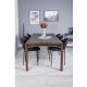 VENTURE DESIGN Slider spisebordsett, m. 6 stoler - rkt eikefiner/eik og sort stoff/svart metall