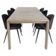 VENTURE DESIGN Slider spisebordsett, m. 6 stoler - rkt eikefiner/eik og sort velour/svart metall