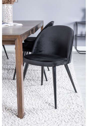 VENTURE DESIGN Slider spisebordsett, m. 6 stoler - rkt eikefiner/eik og sort velour/svart metall
