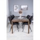 VENTURE DESIGN Slider spisebordsett, m. 6 stoler - rkt eikefiner/eik og sort stoff/svart metall
