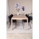 VENTURE DESIGN Slider spisebordsett, m. 6 stoler - hvitkalket eikefiner/eik og sort flyel/svart metall