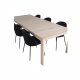 VENTURE DESIGN Slider spisebordsett, m. 6 stoler - hvitkalket eikefiner/eik og sort flyel/svart metall