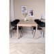 VENTURE DESIGN Slider spisebordsett, m. 6 stoler - hvitkalket eikefiner/eik og sort flyel/svart metall