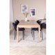 VENTURE DESIGN Slider spisebordsett, m. 6 stoler - hvitkalket eikefiner/eik og sort flyel/svart metall