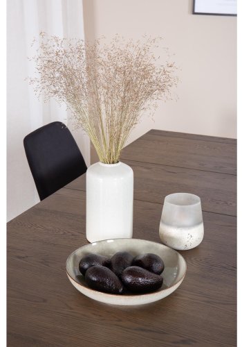 VENTURE DESIGN Slider spisebordsett, m. 6 stoler - rkt eikefiner/eik og sort stoff/svart metall