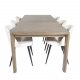 VENTURE DESIGN Slider spisebordsett, m. 6 stoler - rkt eikefiner/eik og beige flyel/svart metall