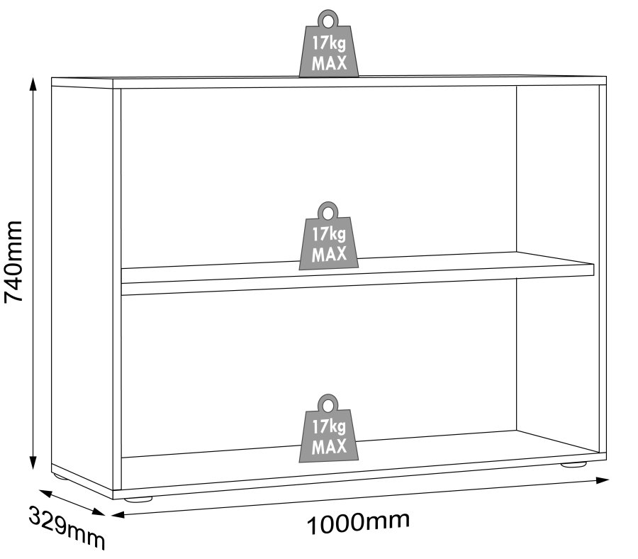 VCM NORDIC Salia B100 Büroregal, mit 1 verstellbaren Boden - Weiß und Naturholz