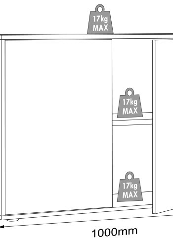 VCM NORDIC Salia B100 Büroregal mit 2 Türen und 1 verstellbarem Boden - Anthrazitgrau und Naturholz