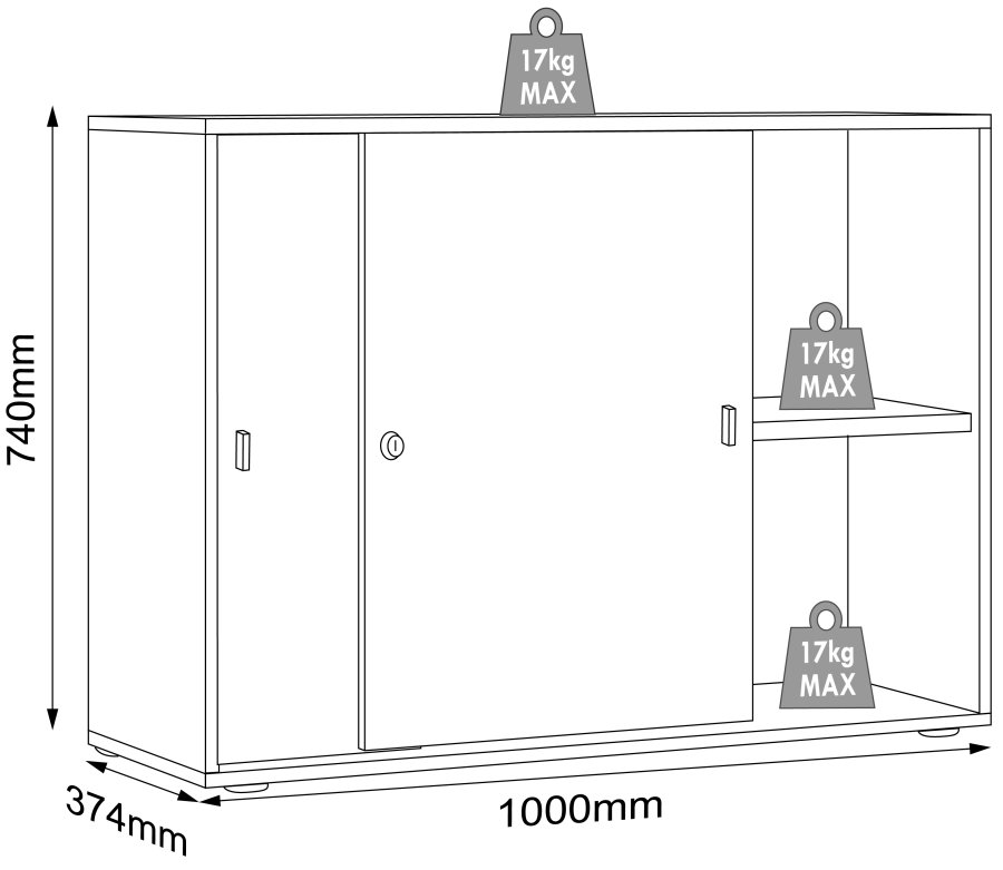 VCM NORDIC Salia B100 kontorbokhylle, m. 2 skyvedrer, ls, 1 justerbar hylle - antrasittgr og naturlig tre